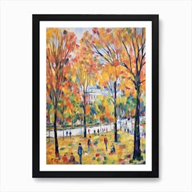 Autumn City Park Painting Battersea Park London 2 Art Print