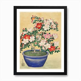 Blooming Azalea In Blue Pot, Ohara Koson Art Print