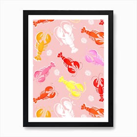 Lobsters On Pink Background Art Print