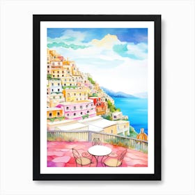Positano, Italy Colourful View 4 Art Print