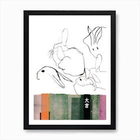 Japanese Raku Rabbits Art Print