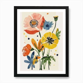 Painted Florals Poppy 3 Art Print