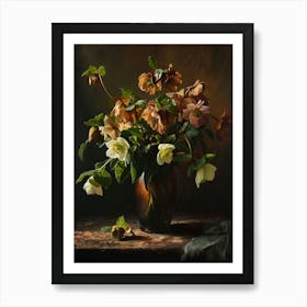 Baroque Floral Still Life Hellebore 3 Art Print