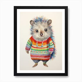 Baby Animal Wearing Sweater Porcupine Art Print