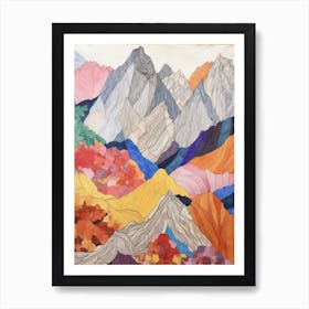 Mount Olympus Greece 4 Colourful Mountain Illustration Art Print