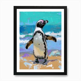 African Penguin Laurie Island Oil Painting 3 Art Print