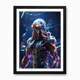 Octopus In Cyborg Body #1 Art Print