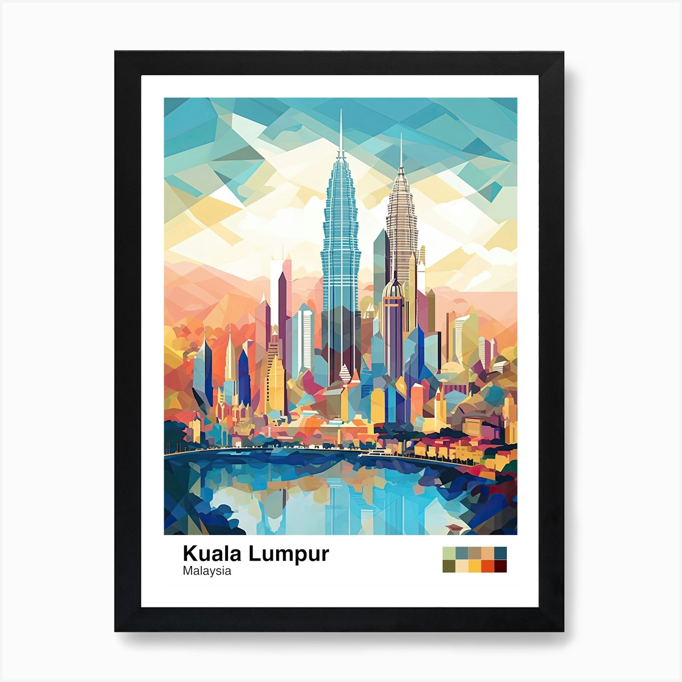 Kuala Lumpur, Wonders Illustration Gallery by - Geometric Geometric Malaysia, 1 Fy Poster Art Print
