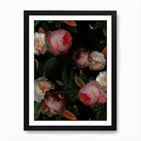 Antique Jan Davidsz De Heem Roses Night Garden Art Print