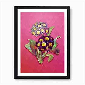 Vintage Mountain Cowslip Botanical Art on Beetroot Purple n.0403 Art Print