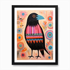 Pink Scandi Raven 3 Art Print