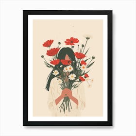 Spring Girl With Red Flowers 3 Art Print