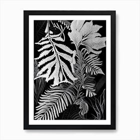 Southern Maidenhair Fern Wildflower Linocut Art Print