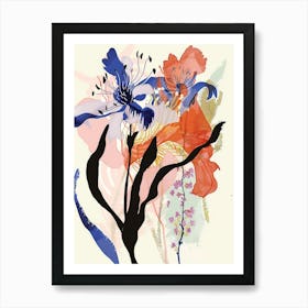 Colourful Flower Illustration Larkspur 1 Art Print