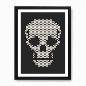 Cross Stitch Skull - White & Black Art Print