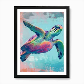 Colourful Textured Painting Of A Sea Turtle 2 Art Print