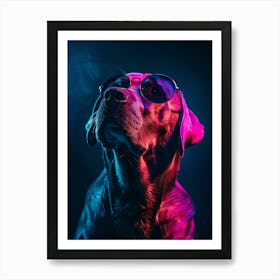 Beautiful Dog Under Neon Lights 5 Art Print