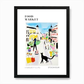 The Food Market In Stockholm 2 Illustration Poster Art Print