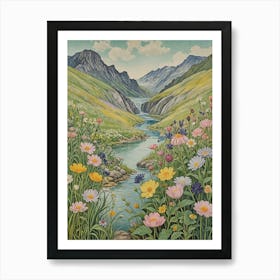 Wildflowers And The Mountain Stream Art Print