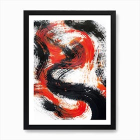 Skipped Black And Orange Abstract Art Print