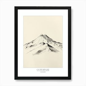 Cotopaxi Ecuador Line Drawing 1 Poster Art Print