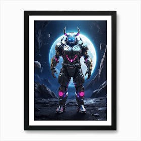 Rhino In Cyborg Body #4 Art Print