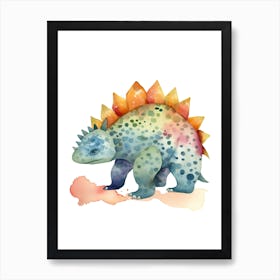 Baby Ankylosaurus Dinosaur Watercolour Illustration 3 Art Print