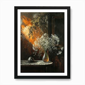 Baroque Floral Still Life Babys Breath 2 Art Print