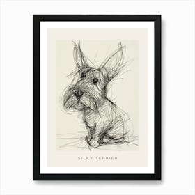 Skye Terrier Dog Line Sketch 1 Poster Art Print