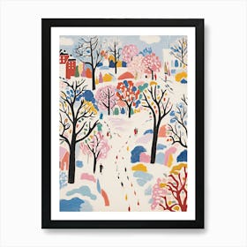 Winter Snow London Snow Illustration 3 Art Print