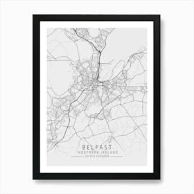 Belfast Northern Ireland Map Art Print