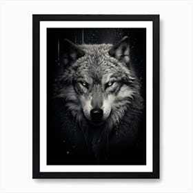 Wolf Portrait Black And White 4 Art Print