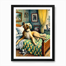 Dog In Bed Art Print