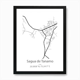 Sagua De Tanamo,Cuba Minimalist Map Art Print