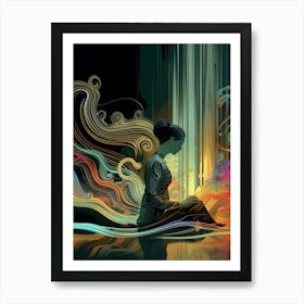 Bliss, psychedelic , relaxing, artwork print, "Dreaming On A Sunday" Art Print