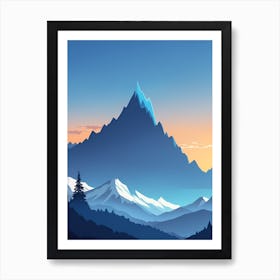 Misty Mountains Vertical Composition In Blue Tone 44 Art Print