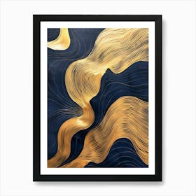 Gold And Blue Waves 1 Poster