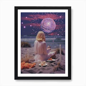 Picnic On The Beach Cosmic Stardust Art Print