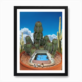 Cactus Splash Green & Blue Art Print