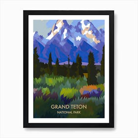 Grand Teton National Park Travel Poster Matisse Style 7 Art Print