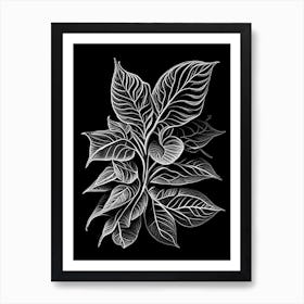 Oregano Leaf Linocut 1 Art Print