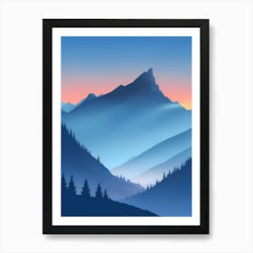 Misty Mountains Vertical Composition In Blue Tone 135 Art Print