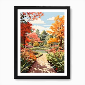 Royal Botanic Gardens, Melbourne, Australia In Autumn Fall Illustration 3 Art Print