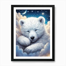 Polar Bear Sleeping In The Clouds 1 Art Print