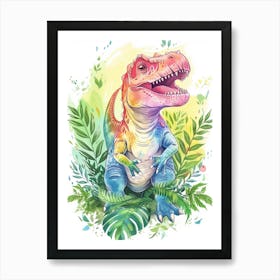 Pastel Watercolour Carnotaurus Dinosaur 1 Art Print