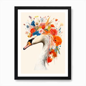 Bird With A Flower Crown Swan 2 Art Print