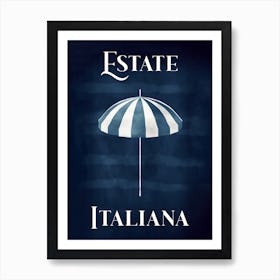 Estate Italiana Navy Sun Umbrella Art Print