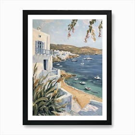 Mykonos Coast Kitsch Brushstrokes  2 Art Print