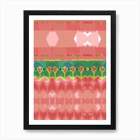 Pink And Green Pattern Art Print