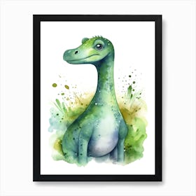 Apatosaurus Cute Dinosaur Watercolour 4 Art Print
